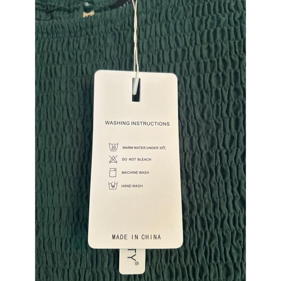 NWT Merokeety Dark Green Smocked Dress Tiered Flutter Sleeves Size XL - Picture 4 of 6